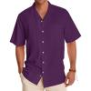 imageAlimens ampamp Gentle Mens Linen Shirts Short Sleeve Button Down Shirts Cotton Summer Beach Cuban Shirts Vacation Hawaiian ShirtsImperial Purple