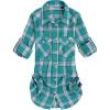 imageAlimens ampamp Gentle Womens Plaid Flannel Shirts Long Sleeve Roll Up Casual Button Down ShirtAquamarine
