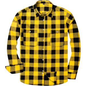imageAlimens ampamp Gentle Mens Button Down Regular Fit Long Sleeve Plaid Flannel Casual ShirtsBright Yellow Plaid
