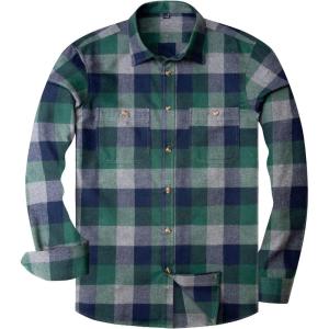 imageAlimens ampamp Gentle Mens Button Down Regular Fit Long Sleeve Plaid Flannel Casual ShirtsGreen Grey Plaid
