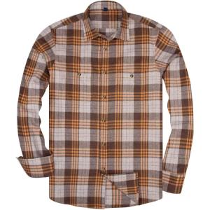 imageAlimens ampamp Gentle Mens Button Down Regular Fit Long Sleeve Plaid Flannel Casual ShirtsLight Brown Yelaid