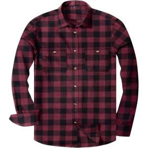 imageAlimens ampamp Gentle Mens Button Down Regular Fit Long Sleeve Plaid Flannel Casual ShirtsWine Red Plaid