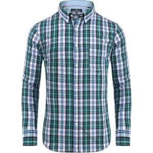 imageAlimens ampamp Gentle Mens Plaid Button Down Shirts Cotton Long Sleeve Dress Shirts Regular Fit Gingham ShirtsGreen White Checked