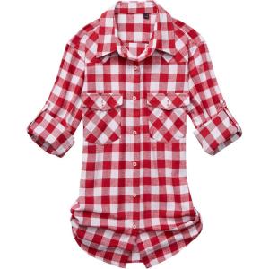 imageAlimens ampamp Gentle Womens Plaid Flannel Shirts Long Sleeve Roll Up Casual Button Down ShirtRed White