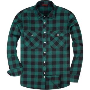imageAlimens ampamp Gentle Mens Button Down Regular Fit Long Sleeve Plaid Flannel Casual Shirts Green Black