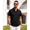 imageAlimens ampamp Gentle Mens Linen Shirts Short Sleeve Button Down Shirts Wrinkle Free Casual Vacation Beach Summer TopsBlack