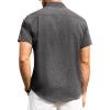 imageAlimens ampamp Gentle Mens Linen Shirts Short Sleeve Button Down Shirts Wrinkle Free Casual Vacation Beach Summer TopsBlack Grey