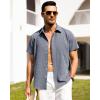 imageAlimens ampamp Gentle Mens Linen Shirts Short Sleeve Button Down Shirts Wrinkle Free Casual Vacation Beach Summer TopsBlue