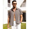 imageAlimens ampamp Gentle Mens Linen Shirts Short Sleeve Button Down Shirts Wrinkle Free Casual Vacation Beach Summer TopsBrown