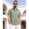 imageAlimens ampamp Gentle Mens Linen Shirts Short Sleeve Button Down Shirts Wrinkle Free Casual Vacation Beach Summer TopsGreen