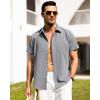 imageAlimens ampamp Gentle Mens Linen Shirts Short Sleeve Button Down Shirts Wrinkle Free Casual Vacation Beach Summer TopsGrey