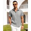 imageAlimens ampamp Gentle Mens Linen Shirts Short Sleeve Button Down Shirts Wrinkle Free Casual Vacation Beach Summer TopsLight Grey