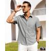 imageAlimens ampamp Gentle Mens Linen Shirts Short Sleeve Button Down Shirts Wrinkle Free Casual Vacation Beach Summer TopsLight Grey