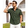 imageAlimens ampamp Gentle Mens Linen Shirts Short Sleeve Button Down Shirts Wrinkle Free Casual Vacation Beach Summer TopsOlive Green