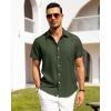 imageAlimens ampamp Gentle Mens Linen Shirts Short Sleeve Button Down Shirts Wrinkle Free Casual Vacation Beach Summer TopsOlive Green