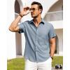 imageAlimens ampamp Gentle Mens Linen Shirts Short Sleeve Button Down Shirts Wrinkle Free Casual Vacation Beach Summer TopsPeacock Blue