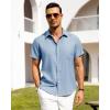 imageAlimens ampamp Gentle Mens Linen Shirts Short Sleeve Button Down Shirts Wrinkle Free Casual Vacation Beach Summer TopsSky Blue