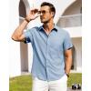 imageAlimens ampamp Gentle Mens Linen Shirts Short Sleeve Button Down Shirts Wrinkle Free Casual Vacation Beach Summer TopsSky Blue