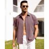 imageAlimens ampamp Gentle Mens Linen Shirts Short Sleeve Button Down Shirts Wrinkle Free Casual Vacation Beach Summer TopsWine Red