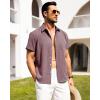 imageAlimens ampamp Gentle Mens Linen Shirts Short Sleeve Button Down Shirts Wrinkle Free Casual Vacation Beach Summer TopsWine Red