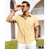 imageAlimens ampamp Gentle Mens Linen Shirts Short Sleeve Button Down Shirts Wrinkle Free Casual Vacation Beach Summer TopsYellow