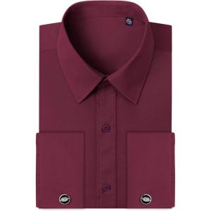 image:imageAlimens amp Gentle French Cuff Regular Fit Dress Shirts Cufflink IncludedFlexred Flame