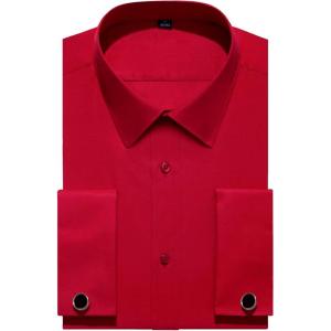 image:imageAlimens amp Gentle French Cuff Regular Fit Dress Shirts Cufflink IncludedRed