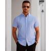 image:imageAlimens amp Gentle Mens Short Sleeve Oxford Shirt Regular Fit Button Down Collar Shirts with PocketLight Blue