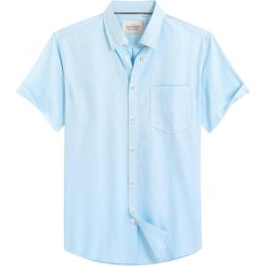 image:imageAlimens amp Gentle Mens Short Sleeve Oxford Shirt Regular Fit Button Down Collar Shirts with PocketAquamarine