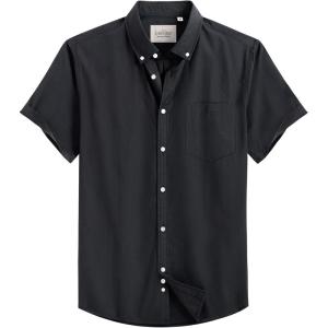image:imageAlimens amp Gentle Mens Short Sleeve Oxford Shirt Regular Fit Button Down Collar Shirts with PocketBlack