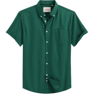 image:imageAlimens amp Gentle Mens Short Sleeve Oxford Shirt Regular Fit Button Down Collar Shirts with PocketDark Green