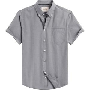image:imageAlimens amp Gentle Mens Short Sleeve Oxford Shirt Regular Fit Button Down Collar Shirts with PocketDark Grey