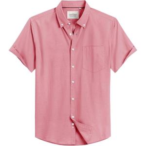 image:imageAlimens amp Gentle Mens Short Sleeve Oxford Shirt Regular Fit Button Down Collar Shirts with PocketDull Pink