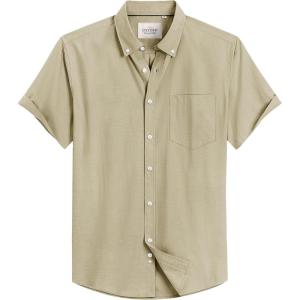 image:imageAlimens amp Gentle Mens Short Sleeve Oxford Shirt Regular Fit Button Down Collar Shirts with PocketKhaki