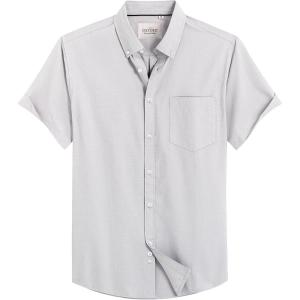 image:imageAlimens amp Gentle Mens Short Sleeve Oxford Shirt Regular Fit Button Down Collar Shirts with PocketKhaki Grey