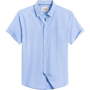 image:imageAlimens amp Gentle Mens Short Sleeve Oxford Shirt Regular Fit Button Down Collar Shirts with PocketLight Blue