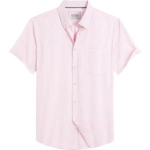 image:imageAlimens amp Gentle Mens Short Sleeve Oxford Shirt Regular Fit Button Down Collar Shirts with PocketLight Pink