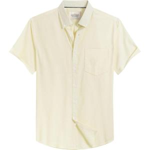 image:imageAlimens amp Gentle Mens Short Sleeve Oxford Shirt Regular Fit Button Down Collar Shirts with PocketLight Yellow