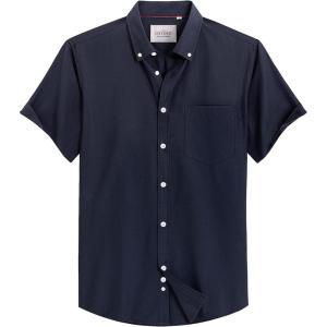 image:imageAlimens amp Gentle Mens Short Sleeve Oxford Shirt Regular Fit Button Down Collar Shirts with PocketNavy Blue