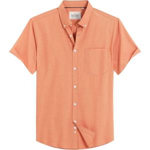image:imageAlimens amp Gentle Mens Short Sleeve Oxford Shirt Regular Fit Button Down Collar Shirts with PocketOrange