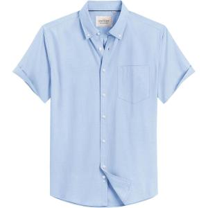 image:imageAlimens amp Gentle Mens Short Sleeve Oxford Shirt Regular Fit Button Down Collar Shirts with PocketPale Blue