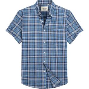 image:imageAlimens amp Gentle Mens Short Sleeve Oxford Shirt Regular Fit Button Down Collar Shirts with PocketPlaid Blue