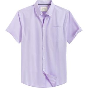image:imageAlimens amp Gentle Mens Short Sleeve Oxford Shirt Regular Fit Button Down Collar Shirts with PocketPurple