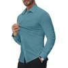 image:imageAlimens amp Gentle Stretch Mens Dress Shirts Slim Fit Long Sleeve Casual Skinny Muscle Fit Wrinkle Free Button Down ShirtBlue Heaven