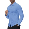 image:imageAlimens amp Gentle Stretch Mens Dress Shirts Slim Fit Long Sleeve Casual Skinny Muscle Fit Wrinkle Free Button Down ShirtClassic Blue