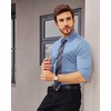 image:imageAlimens amp Gentle Stretch Mens Dress Shirts Slim Fit Long Sleeve Casual Skinny Muscle Fit Wrinkle Free Button Down ShirtCool Blue