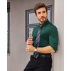 image:imageAlimens amp Gentle Stretch Mens Dress Shirts Slim Fit Long Sleeve Casual Skinny Muscle Fit Wrinkle Free Button Down ShirtGreen