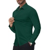 image:imageAlimens amp Gentle Stretch Mens Dress Shirts Slim Fit Long Sleeve Casual Skinny Muscle Fit Wrinkle Free Button Down ShirtGreen