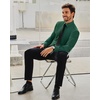 image:imageAlimens amp Gentle Stretch Mens Dress Shirts Slim Fit Long Sleeve Casual Skinny Muscle Fit Wrinkle Free Button Down ShirtGreen