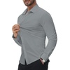 image:imageAlimens amp Gentle Stretch Mens Dress Shirts Slim Fit Long Sleeve Casual Skinny Muscle Fit Wrinkle Free Button Down ShirtGrey